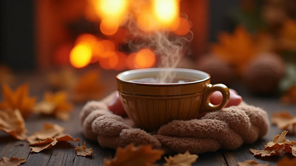 A person holding a warm cup of autumn tea