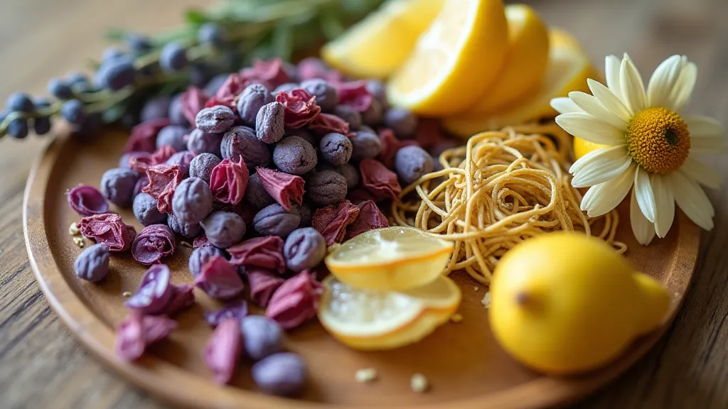 Variety of dried herbs and flowers