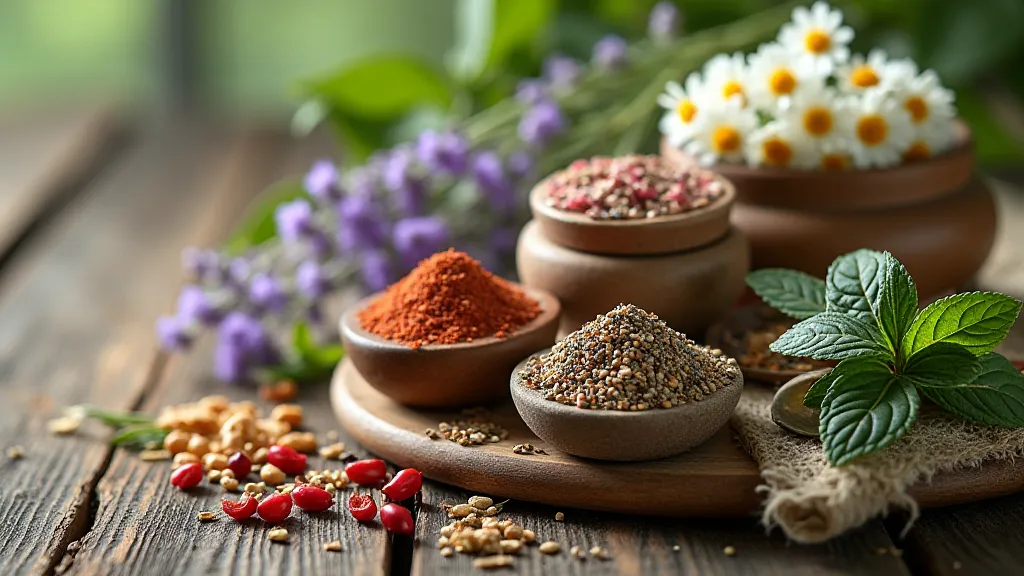 Dried herbs and flowers for tea blending