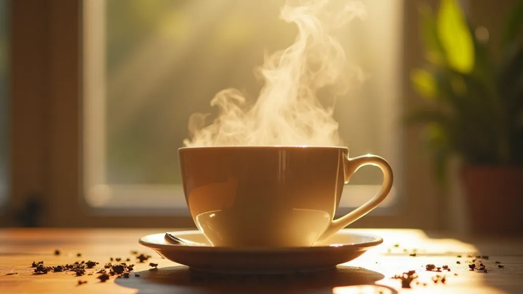 Steaming cup of morning tea