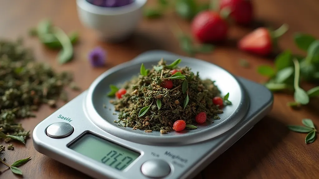 Digital scale measuring tea leaves
