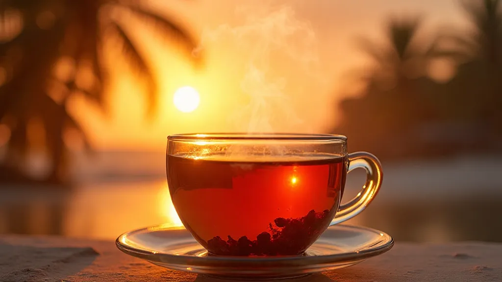 Steaming cup of Tropical Sunset tea